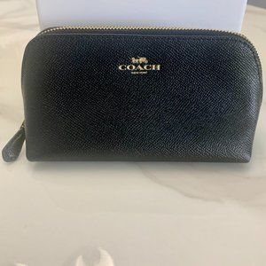 COACH LEATHER COSMETIC CASE/BLACK